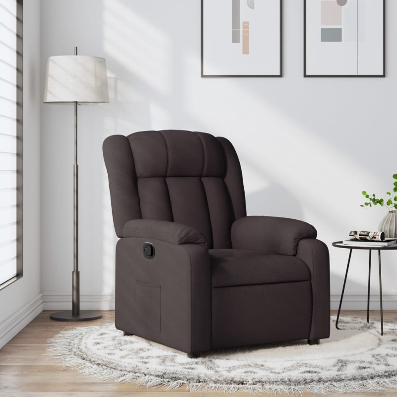 vidaXL Sillón reclinable de tela marrón oscuro vidaXL Sillón reclinable de tela marrón oscuro