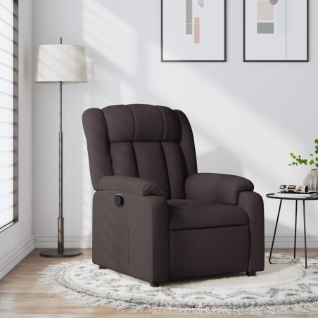 vidaXL Sillón reclinable de tela marrón oscuro