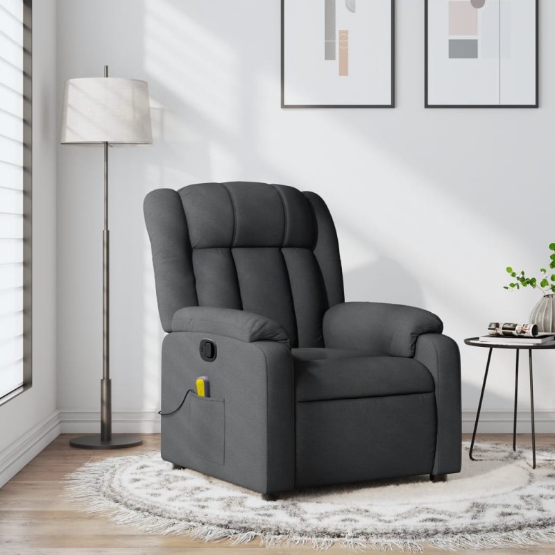 vidaXL Sillón de masaje reclinable de tela gris oscuro vidaXL Sillón de masaje reclinable de tela gris oscuro