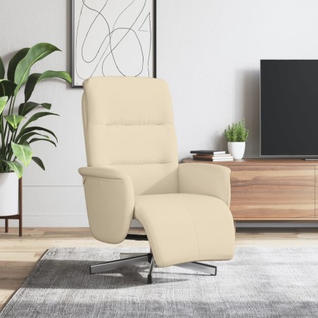 vidaXL Sillón reclinable con reposapiés tela color crema
