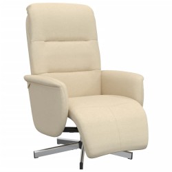 vidaXL Sillón reclinable con reposapiés tela color crema