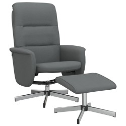 vidaXL Sillón reclinable con reposapiés tela gris oscuro
