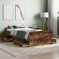 vidaXL Estructura de cama con cabecero piecero roble ahumado 90x200cm vidaXL Estructura de cama con cabecero piecero roble ahumado 90x200cm