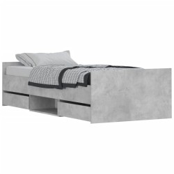 vidaXL Estructura de cama con cabecero piecero gris hormigón 90x190cm