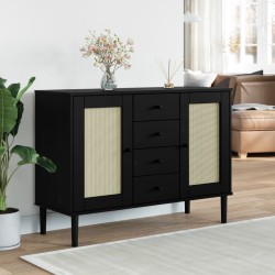 vidaXL Aparador SENJA aspecto de ratán madera pino negro 112x40x80 cm
