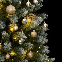 vidaXL Árbol de Navidad artificial con bisagras 300 LED y bolas 180 cm