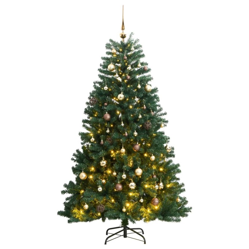 vidaXL Árbol de Navidad artificial con bisagras 300 LED y bolas 180 cm vidaXL Árbol de Navidad artificial con bisagras 300 LED y bolas 180 cm