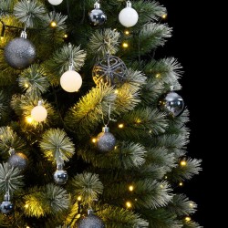 vidaXL Árbol de Navidad artificial con bisagras 300 LED y bolas 240 cm