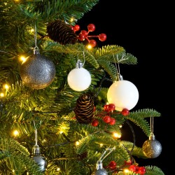 vidaXL Árbol de Navidad artificial con bisagras 300 LED y bolas 210 cm