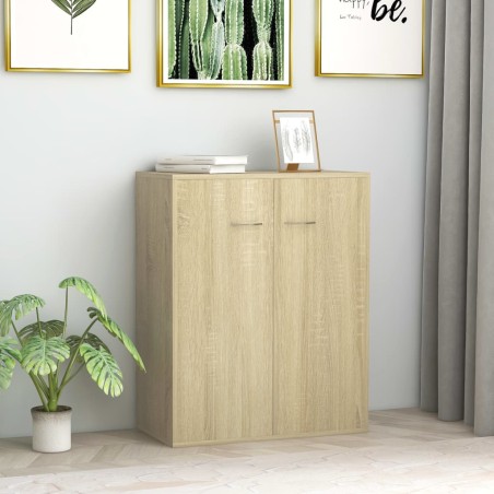 vidaXL Aparador de madera contrachapada color roble Sonoma 60x30x75 cm