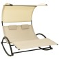 vidaXL Tumbona doble con toldo textilene color crema vidaXL Tumbona doble con toldo textilene color crema