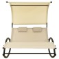 vidaXL Tumbona doble con toldo textilene color crema vidaXL Tumbona doble con toldo textilene color crema