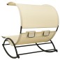 vidaXL Tumbona doble con toldo textilene color crema vidaXL Tumbona doble con toldo textilene color crema