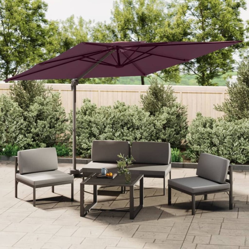 vidaXL Sombrilla colgante de doble techo rojo burdeos 400x300 cm vidaXL Sombrilla colgante de doble techo rojo burdeos 400x300 cm