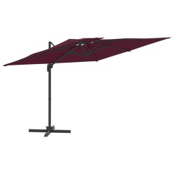 vidaXL Sombrilla colgante de doble techo rojo burdeos 400x300 cm
