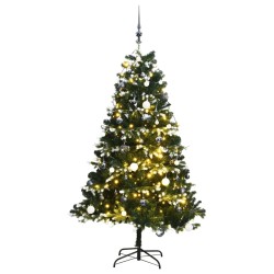 vidaXL Árbol de Navidad artificial con bisagras 300 LED y bolas 180 cm