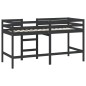 vidaXL Cama alta de niños escalera madera maciza pino negra 90x200 cm vidaXL Cama alta de niños escalera madera maciza pino negra 90x200 cm