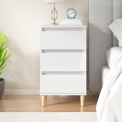 vidaXL Mesita de noche madera contrachapada blanco brillo 40x35x70 cm