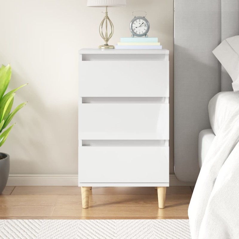 vidaXL Mesita de noche madera contrachapada blanco brillo 40x35x70 cm vidaXL Mesita de noche madera contrachapada blanco brillo 40x35x70 cm
