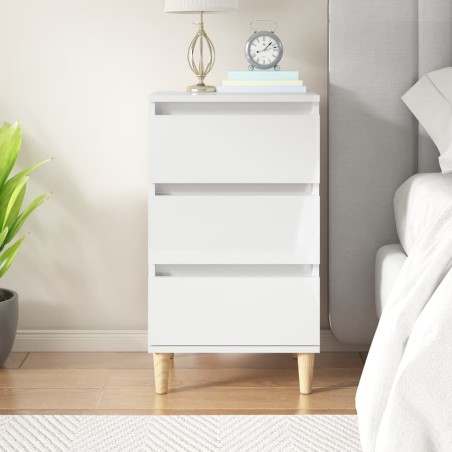 vidaXL Mesita de noche madera contrachapada blanco brillo 40x35x70 cm
