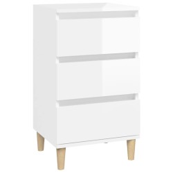 vidaXL Mesita de noche madera contrachapada blanco brillo 40x35x70 cm