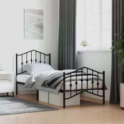 vidaXL Estructura de cama con cabecero y estribo metal negro 90x190 cm