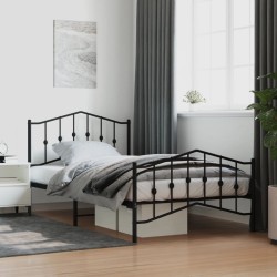 vidaXL Estructura de cama con cabecero y estribo metal negro 100x200cm