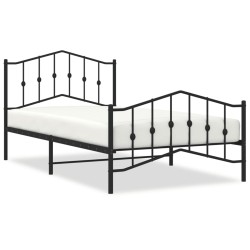 vidaXL Estructura de cama con cabecero y estribo metal negro 100x200cm