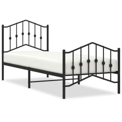 vidaXL Estructura de cama con cabecero y estribo metal negro 90x200 cm