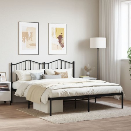 vidaXL Estructura de cama con cabecero metal negro 160x200 cm