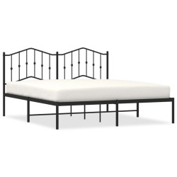 vidaXL Estructura de cama con cabecero metal negro 160x200 cm