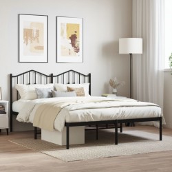 vidaXL Estructura de cama con cabecero metal negro 140x200 cm