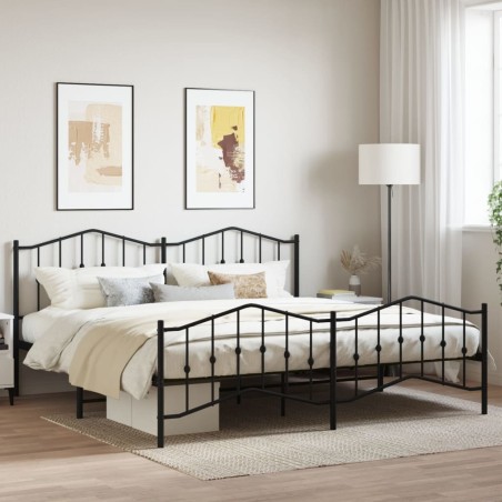 vidaXL Estructura de cama cabecero y pie de cama metal negro 200x200cm