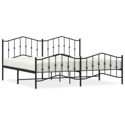 vidaXL Estructura de cama cabecero y pie de cama metal negro 200x200cm