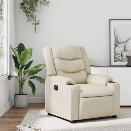 vidaXL Sillón reclinable de cuero sintético crema