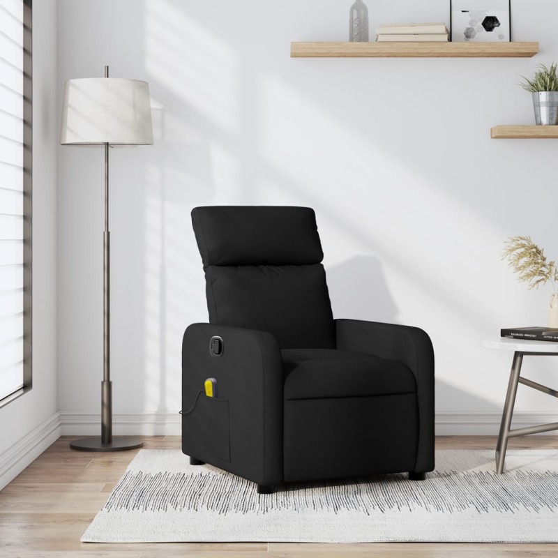 vidaXL Sillón reclinable de masaje de tela negro vidaXL Sillón reclinable de masaje de tela negro
