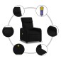 vidaXL Sillón reclinable de masaje de tela negro vidaXL Sillón reclinable de masaje de tela negro