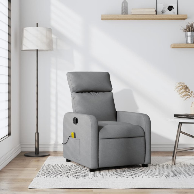 vidaXL Sillón reclinable de masaje de tela gris claro vidaXL Sillón reclinable de masaje de tela gris claro