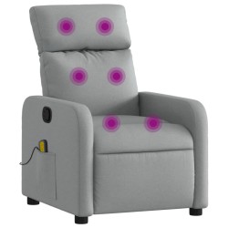 vidaXL Sillón reclinable de masaje de tela gris claro