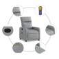 vidaXL Sillón reclinable de masaje de tela gris claro vidaXL Sillón reclinable de masaje de tela gris claro