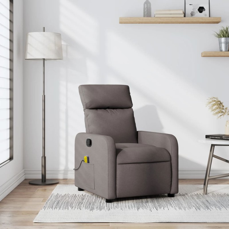 vidaXL Sillón de masaje reclinable de tela gris taupé vidaXL Sillón de masaje reclinable de tela gris taupé