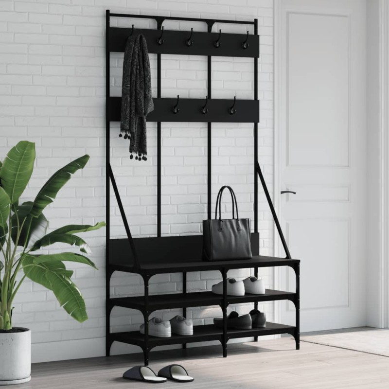 vidaXL Perchero con zapatero negro 100x40x184 cm vidaXL Perchero con zapatero negro 100x40x184 cm