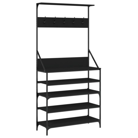 vidaXL Perchero con zapatero negro 90x34x184 cm