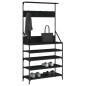 vidaXL Perchero con zapatero negro 90x34x184 cm