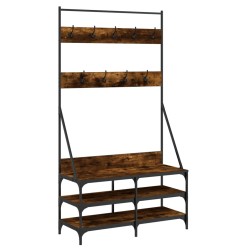 vidaXL Perchero con zapatero roble ahumado 100x40x184 cm