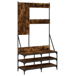 vidaXL Perchero con zapatero roble ahumado 100x40x184 cm