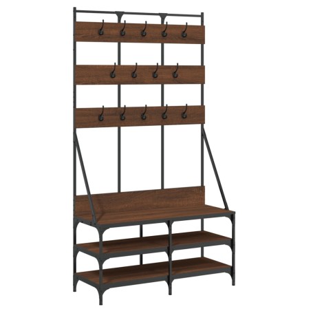 vidaXL Perchero con zapatero roble marrón 100x40x184 cm