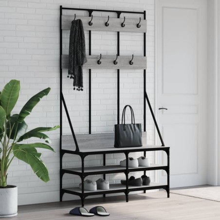 vidaXL Perchero con zapatero gris Sonoma 100x40x184 cm
