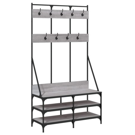 vidaXL Perchero con zapatero gris Sonoma 100x40x184 cm