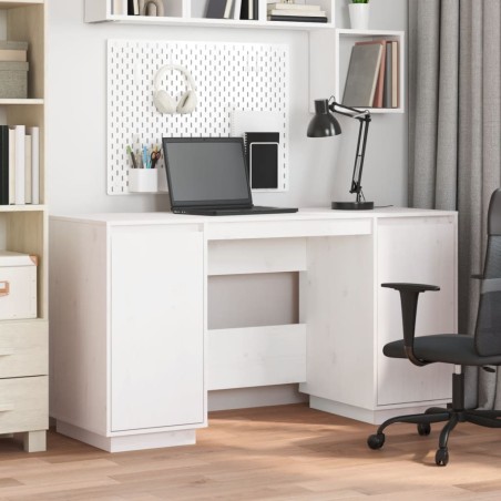 vidaXL Escritorio madera maciza de pino blanco 140x50x75 cm